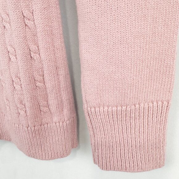Talbots Button Cuff Cable Knit Sweater Womens Petite Small Pink Preppy Soft Girl - Picture 7 of 13